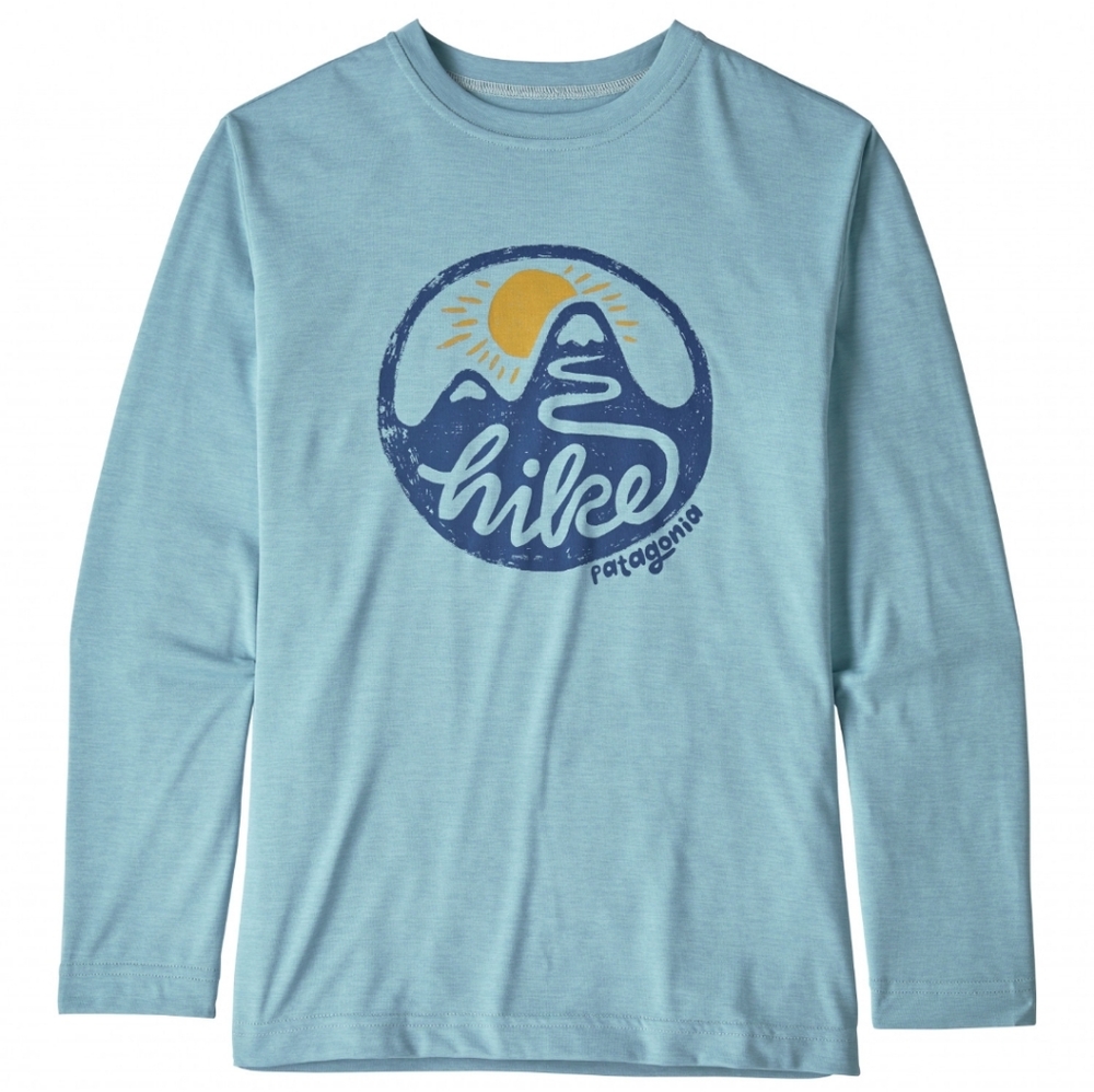 Patagonia Kids Light Blue Long Sleeve 'Hike' Graphic Tee
